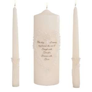 Unity Candle Set, 9 inch Unity Candle with This Day I Marry my Friend 