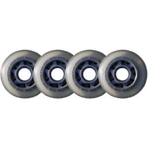  Clear / Silver Inline Skate Wheels 77mm 78a 4 Pack Sports 