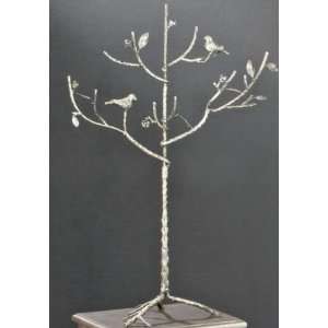29h Narrow Metal Tree W/cast Birds Ornament Jewelry Scarf Stand 