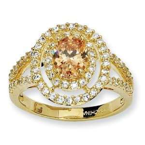  Sterling Silver Gold Plated CZ Fashion Ring Sz 7: Arts 