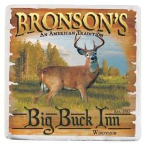 Big Game Wildlife Personalized Tumbled Marble Coasters   Big Buck Inn 