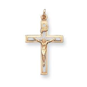    Sterling Silver Enamel & Vermeil INRI Crucifix Charm Jewelry