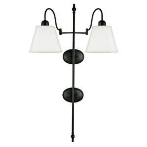    Mystic Black Finish Plug In Double Wall Light: Home Improvement