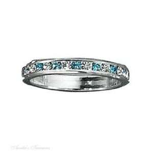    Sterling Silver March Birthstone Eternity Ring Size 5 Jewelry