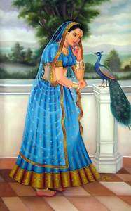LONELY QUEEN~~Rajasthani Oil Painting~~India Art  