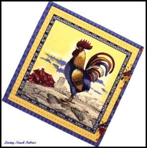 ROOSTER CHICKEN BARN COUNTRY FABRIC PANEL 14 X 15 #A  