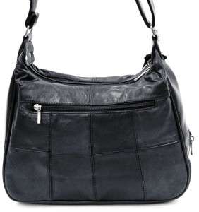 Black LEATHER Shoulder PURSE ORGANIZER Satchel Handbag  