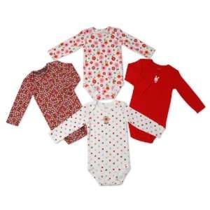   Girls 4 Pack Long sleeve Cotton Knit Bodysuits (24 Months): Baby