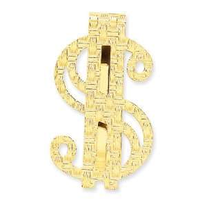  14k Gold Polished Dollar Sign Money Clip Jewelry