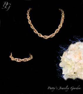  GOLD TONE DOUBLE ROLO LINK NECKLACE AND BRACELET SET NEW  