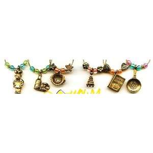    Gourmet Collection Wine Glass Charms   Gold Tone