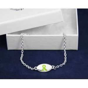  Lime Green Ribbon Bracelet Oval Charm (Retail): Everything 
