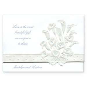  Sky Blue Tinted Embossed Calla Lilles Wedding Invitations 