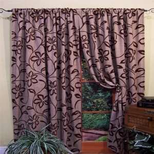 108 Long Kahala Coast Brown Floral Curtain Panel 