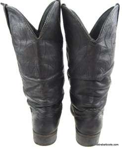Classic Vintage Black Durango Leather Cowboy Slouch Boots Men 7 Women 