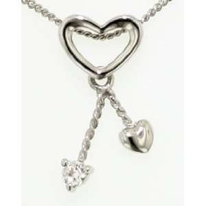  Sterling Silver Double Heart Pendant: Jewelry