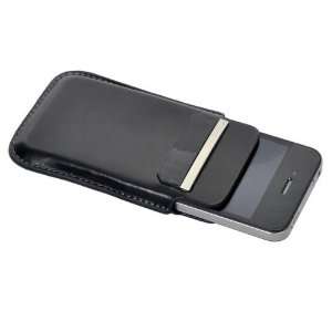  New Black Leather Pouch Case Cover for iPhone 4 