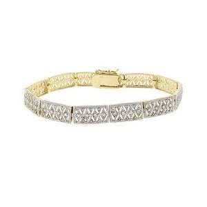   Over Sterling Silver Genuine Diamond Accent Lattice Design Bracelet