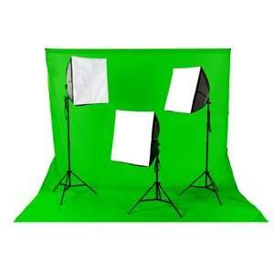 3 EZ Softbox Kit + Green Screen & Support Stand Camera 