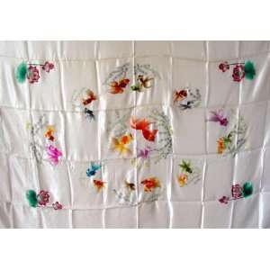  Chinese Silk Embroidery Bedspread Fish White: Everything 