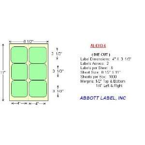  Laser/Ink Jet Labels 4 X 3 1/3 die CUT /6 per 8 1/2x11 Sheet 