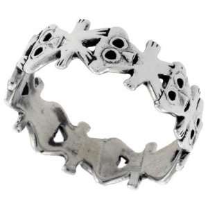 Sterling Silver Teddy Bear Link Ring Band (Available in Sizes 6 to 10 
