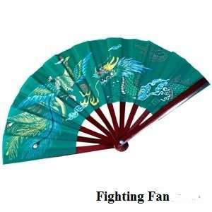  Chinese Kung Fu Bamboo Dragon Fighting Fan   Green: Sports 