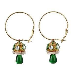   Jhumka Style Earrings Embedded with Pearls & Kundan 