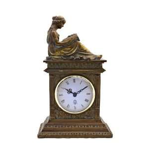 Ukm Gifts Art Deco Nouveau Lady Reading Gilt Mantle Clock New:  