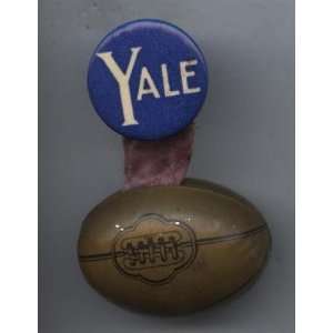  Vintage Yale Football & Pin EX+   College Pins And 