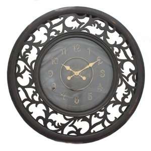  Antique Style Vine Leaf Pattern Wooden Wall Clock with 