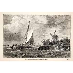  1903 Print Zuyder Zee Water Boat Ship Windmill Coast Storm 