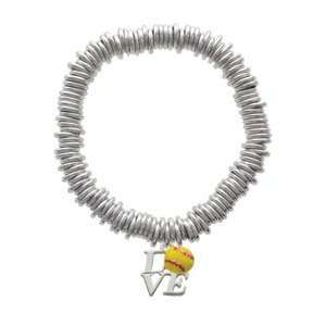  Silver Love with Softball Charm Links Bracelet [Jewelry] Jewelry