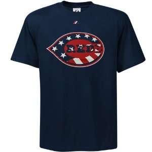   Reds Navy Blue Stars & Stripes Logo T shirt