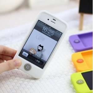 Home Button Silicone Case for iPhone 4/4S   Milk   Fits AT&T iPhone 