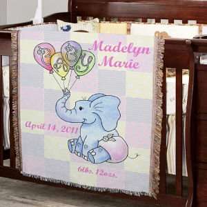  Personalized Baby Girl Elephant Blanket: Baby