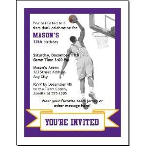  Los Angeles Lakers Colored Dunk Birthday Party Invitation 