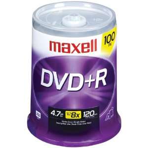  Maxell Logo on Top 16X DVD+R Media 100 Pack in Cake Box 