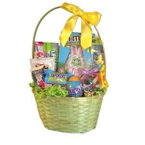 Easter Gift Basket with M&Ms, Snickers, Hersheys and More  