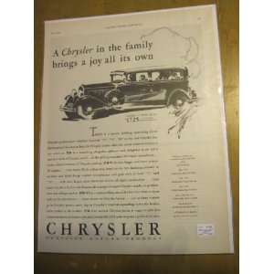  1930 CHRYSLER AUTOMOBILE PRINT AD 