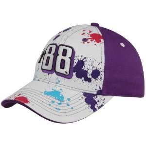   Ladies White Purple Paint Splatter Adjustable Hat