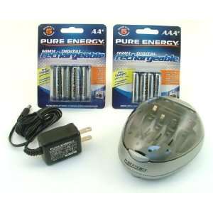  Pure Energy Battery Charger Package with 4 AA and 4 AAA 