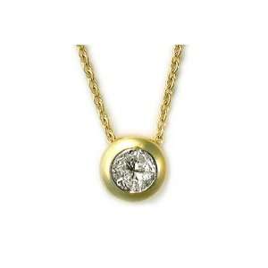 18K Yellow Gold 16 Snake Chain Necklace, Set with Invisible Pie Cut 