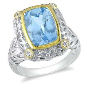   TGW Sky Blue Topaz 1/10 CT TDW Diamond Fashion Ring (G H, I3) Jewelry