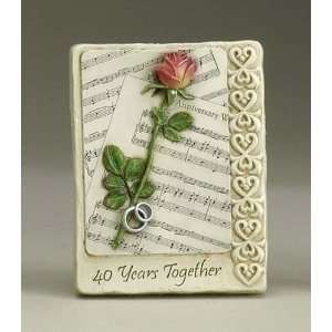  Pack Of 6 Red Rose & Music Note 40th Anniversary Wall 