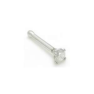    18g   3mm Real (PK2) Diamond 14kt White Gold Nose Bone : Jewelry