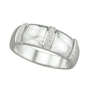  14K White Gold 1/10 ct. Diamond Mens Ring: Jewelry
