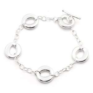  Sterling Silver Open Oval Link Toggle Bracelet 7: Jewelry