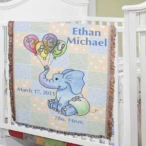  Personalized Baby Boy Elephant Blanket: Baby