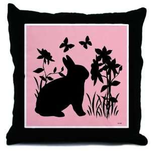  Pink and Black Easter Bunny Decorative Throw Pillow, 18 